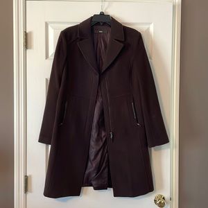 Tumi Wool coat with leather trim (sz 8)